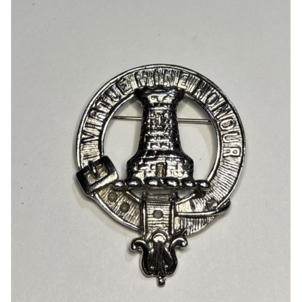 MacCallum Clan Crest Badge Art Pewter Scottish Kilt Brooch Pin Scotland 2"